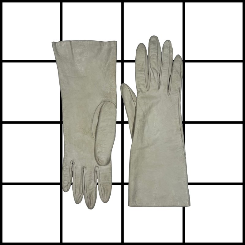 |[ 2000s Hermès Lambskin White Leather Gloves ]|