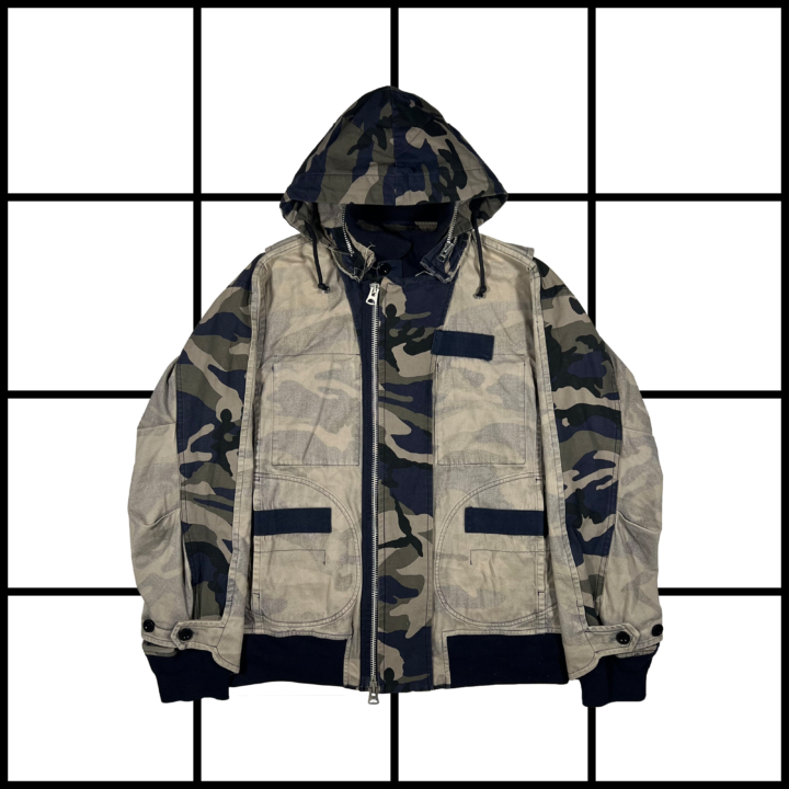 A/W2018 Sacai Runway Reconstructed Camo Hooded Bomber