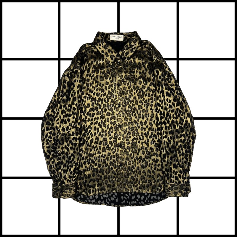 |[ A/W2019 Saint Laurent Runway Burnout Leopard Silk-Blend Button Up Shirt ]|