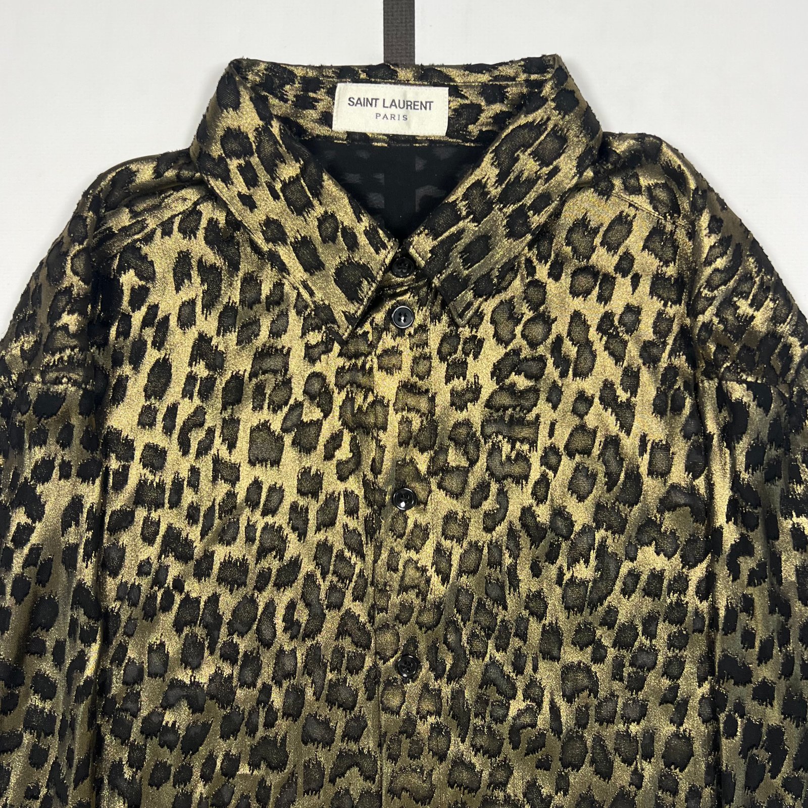A/W2019 Saint Laurent Runway Burnout Leopard Silk-Blend Button Up Shirt - Image 4