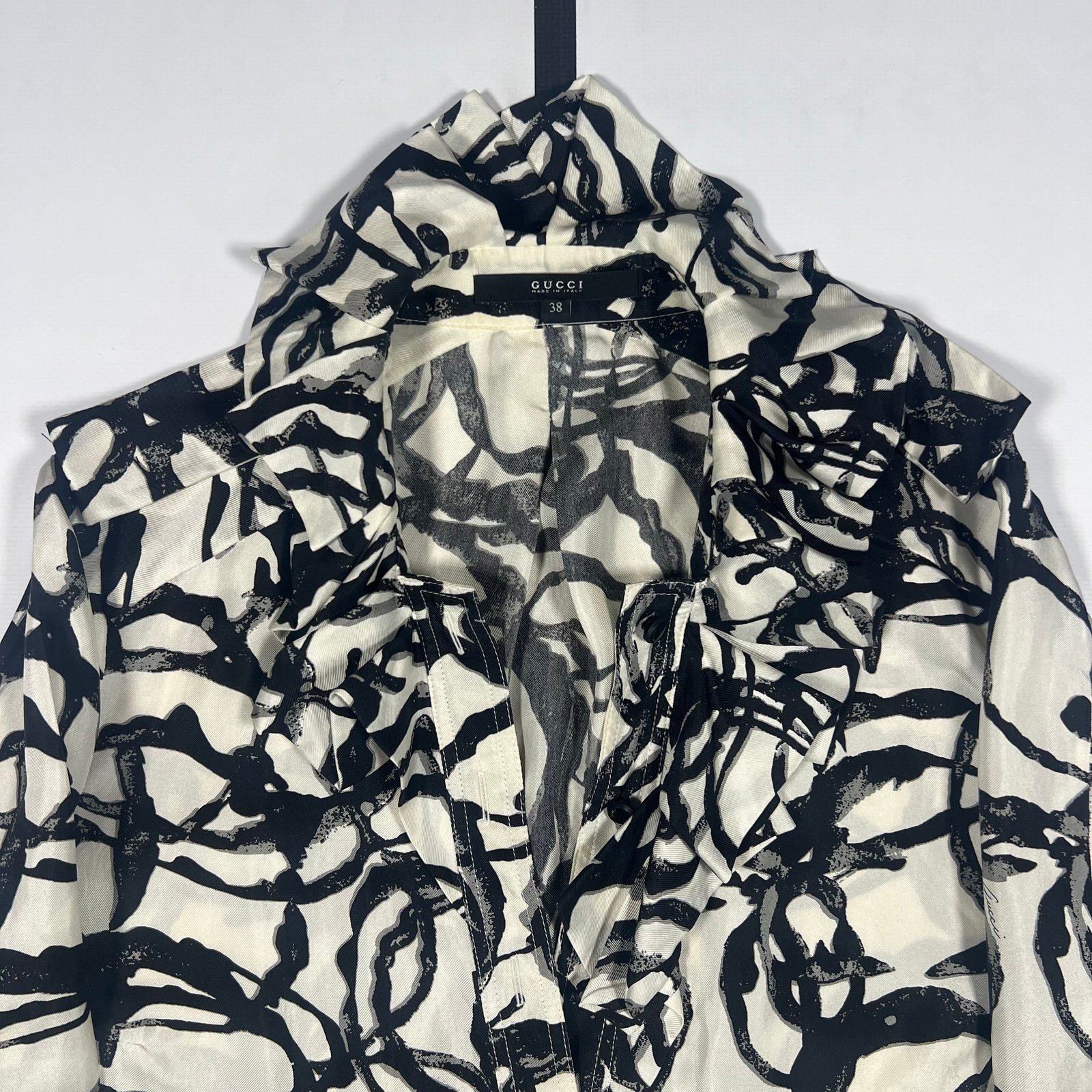 S/S2007 Gucci Abstract Print Silk Button Up Blouse - Image 6
