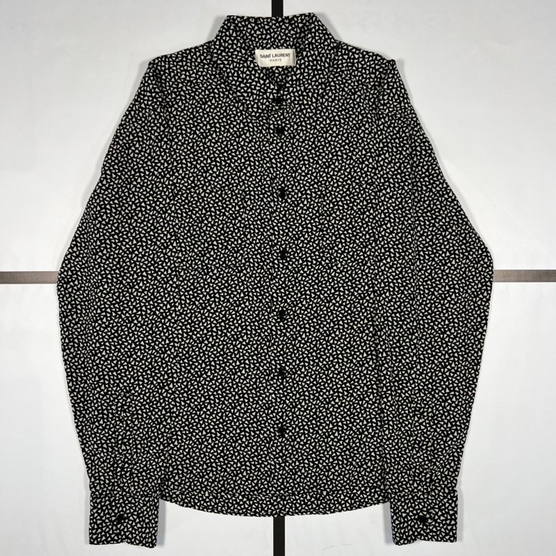 |[ S/S2016 Saint Laurent Triangle Print Silk Button Up Shirt ]|