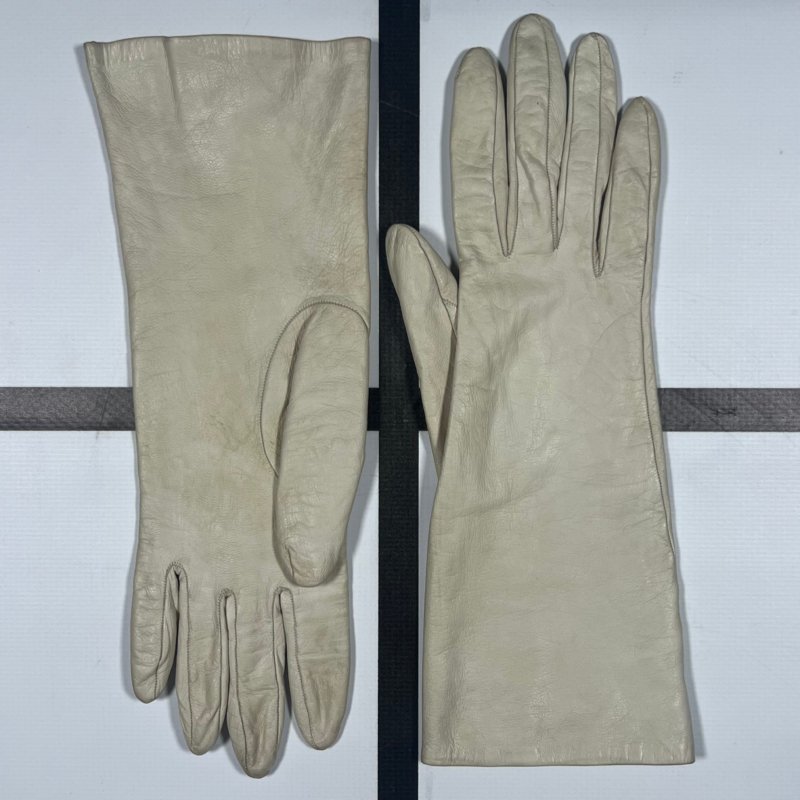 |[ 2000s Hermès Lambskin White Leather Gloves ]|