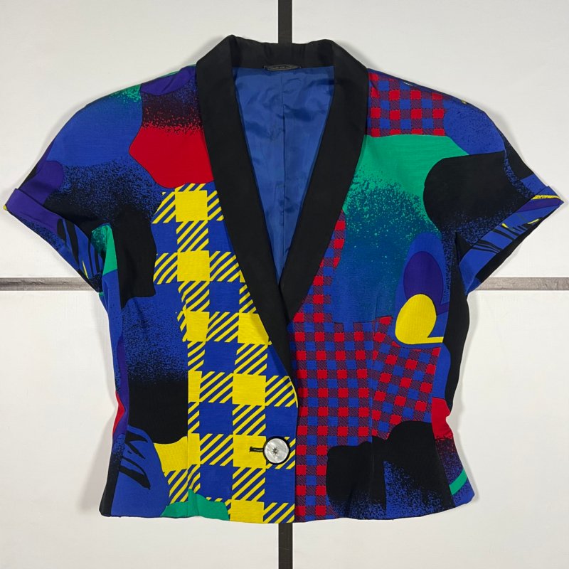 |[ S/S1991 Gianni Versace Abstract Print Short Sleeve Blazer ]|