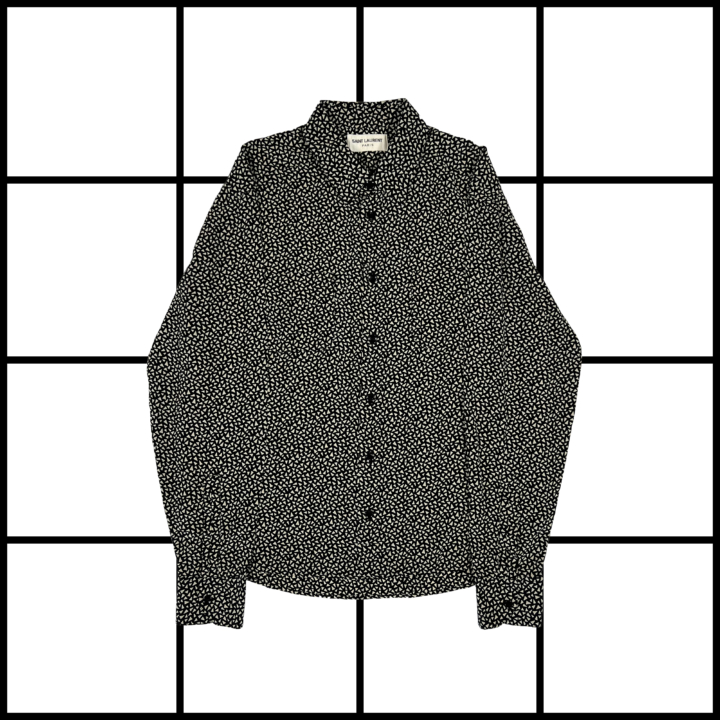 S/S2016 Saint Laurent Triangle Print Silk Button Up Shirt