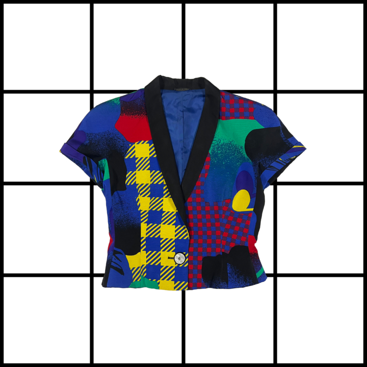 S/S1991 Gianni Versace Abstract Print Short Sleeve Blazer