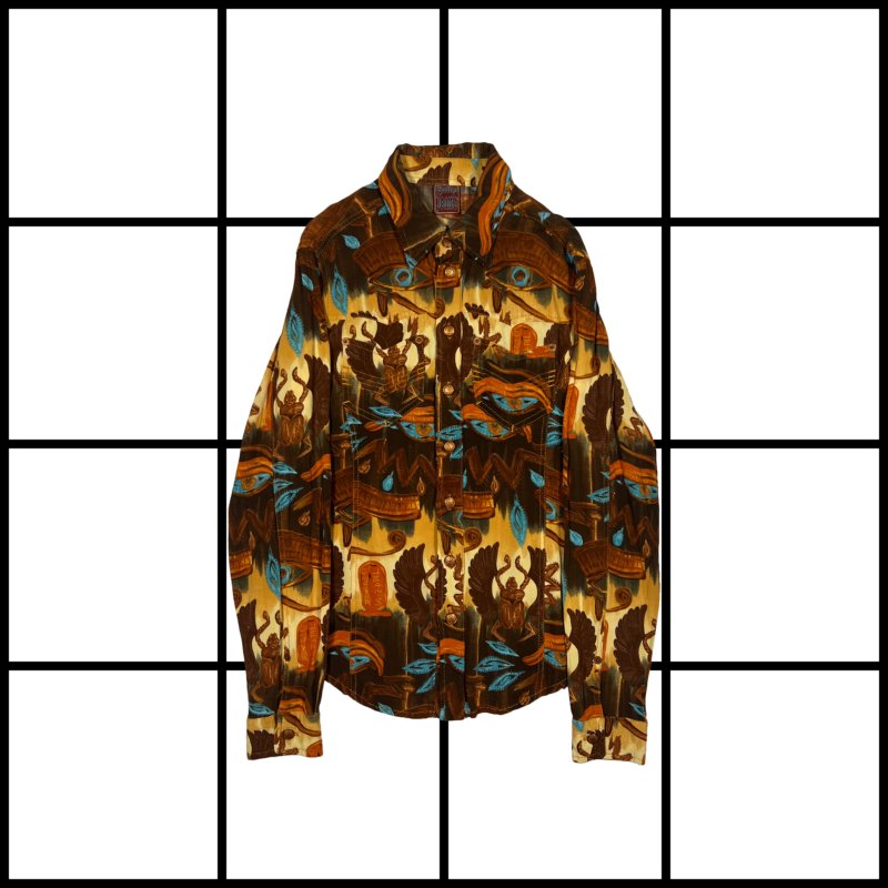 |[ S/S1997 Jean Paul Gaultier Egyptian Print Button Up Shirt ]|