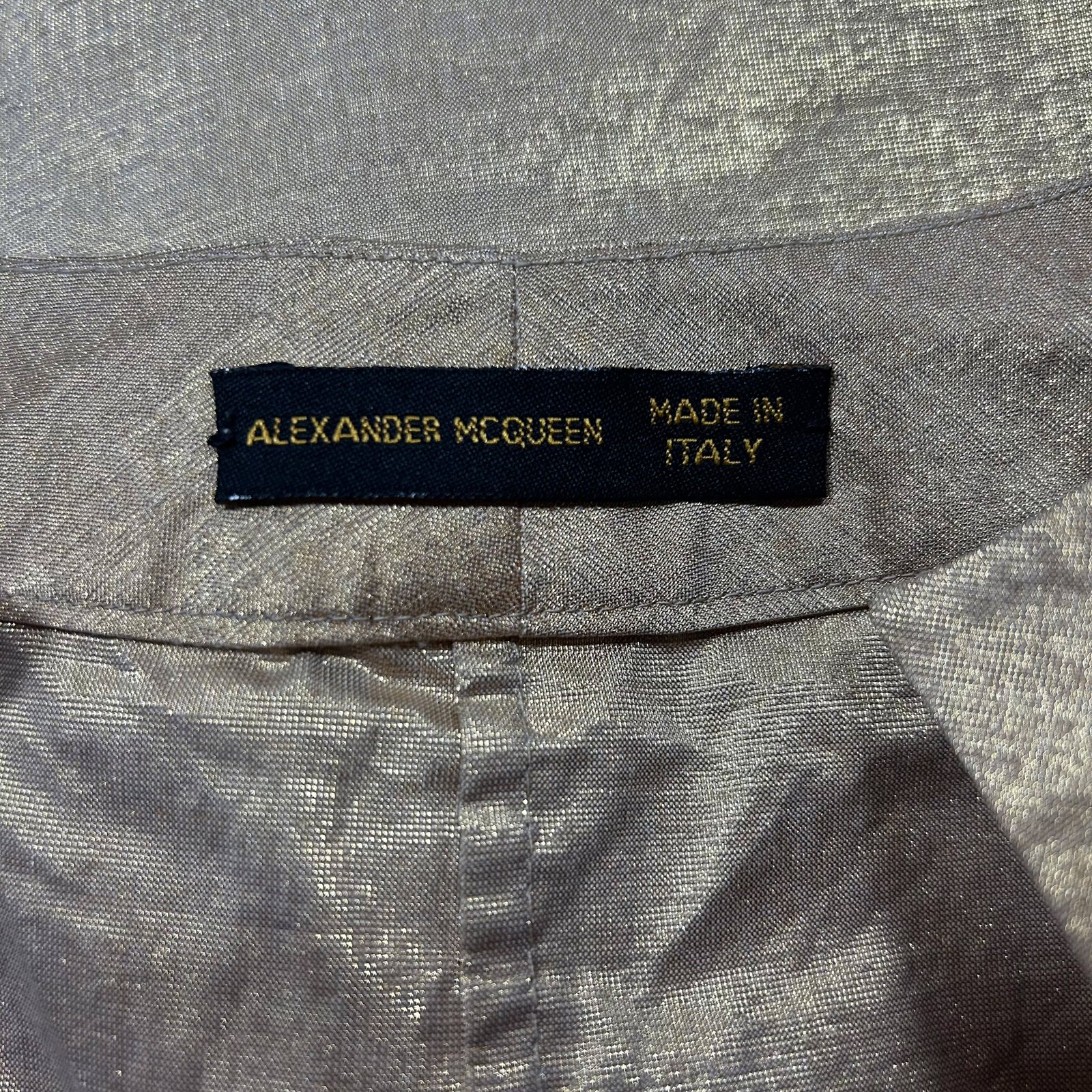 S/S2000 Alexander McQueen Eye Gold Metallic Lame Form Fit Cutout Blouse Top - Image 6