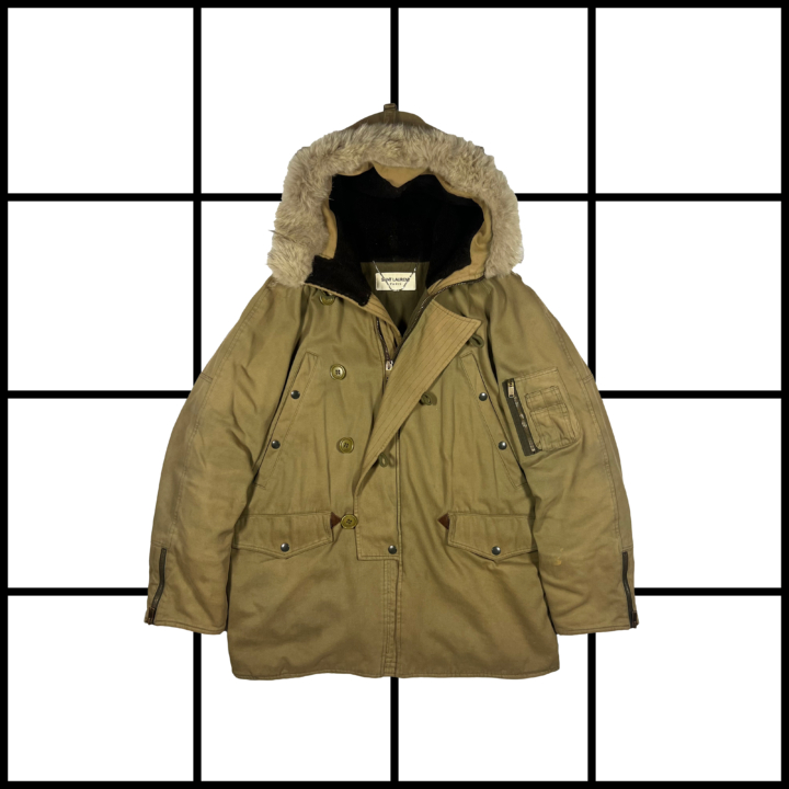 A/W2014 Saint Laurent Khaki Hooded Military Parka