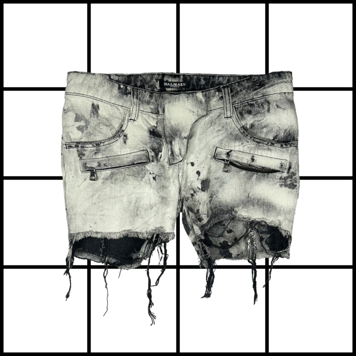 2000s Balmain Acid Wash Mini Skirt by Cristophe Decarnin
