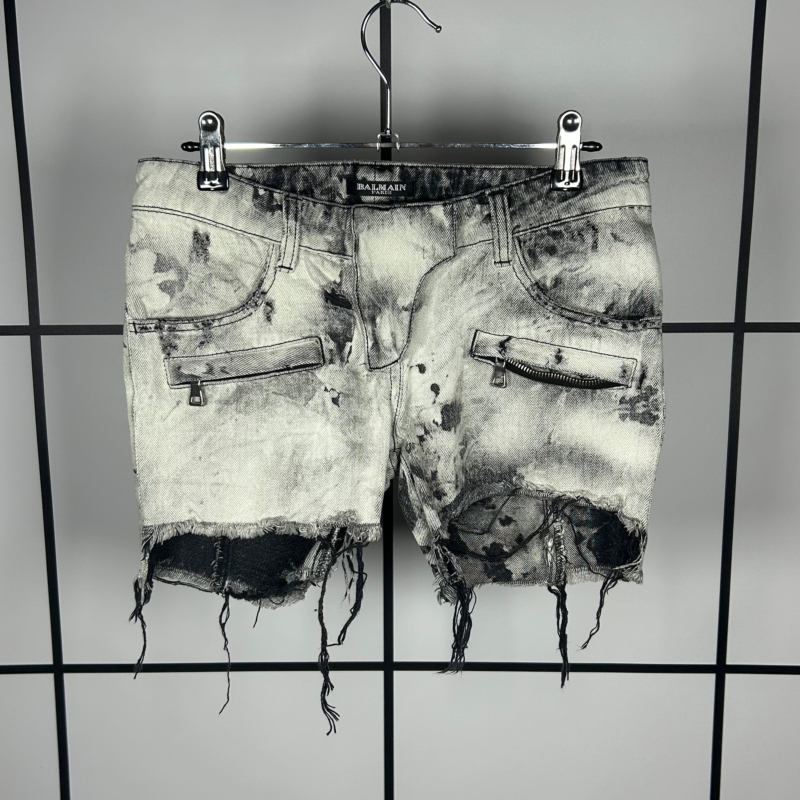 2000s Balmain Acid Wash Mini Skirt by Cristophe Decarnin