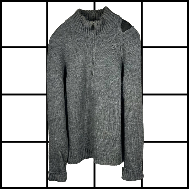 2000s Bikkembergs Alpaca Wool Military Style Quarter Zip Up