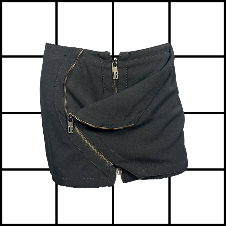 2000s Bikkembergs Asymmetric Double Zip Mini Skirt