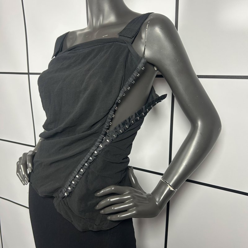 |[ 2000s D&G Silk Asymmetric Hook Closure Top ]|