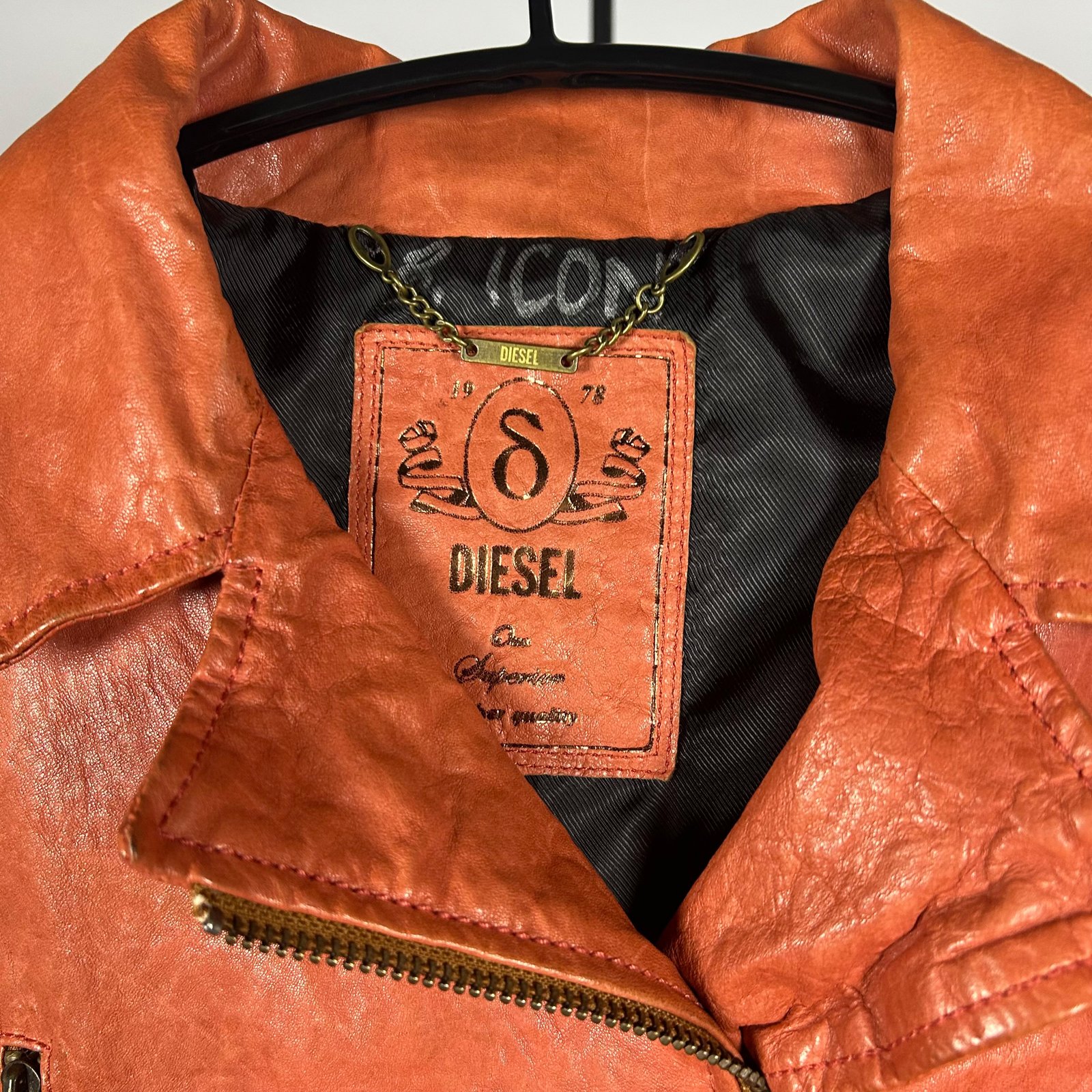 2000s Diesel Sheep Leather Laced Perfecto Jacket - Image 7