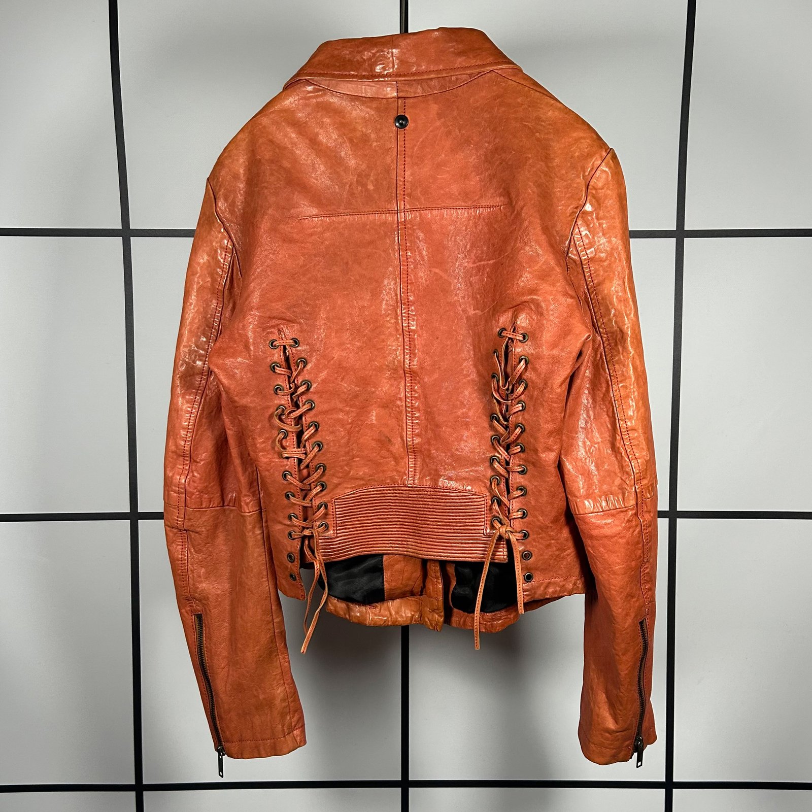 2000s Diesel Sheep Leather Laced Perfecto Jacket - Image 3