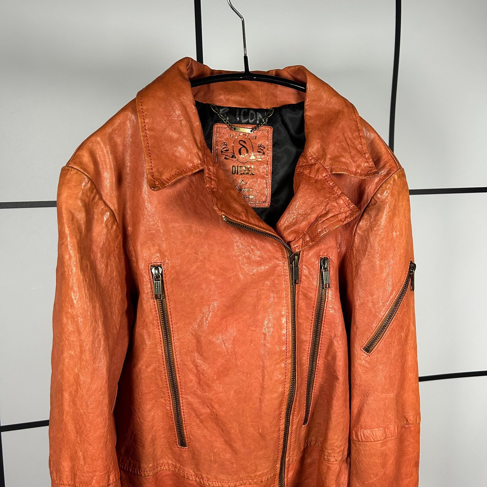 2000s Diesel Sheep Leather Laced Perfecto Jacket - Image 4
