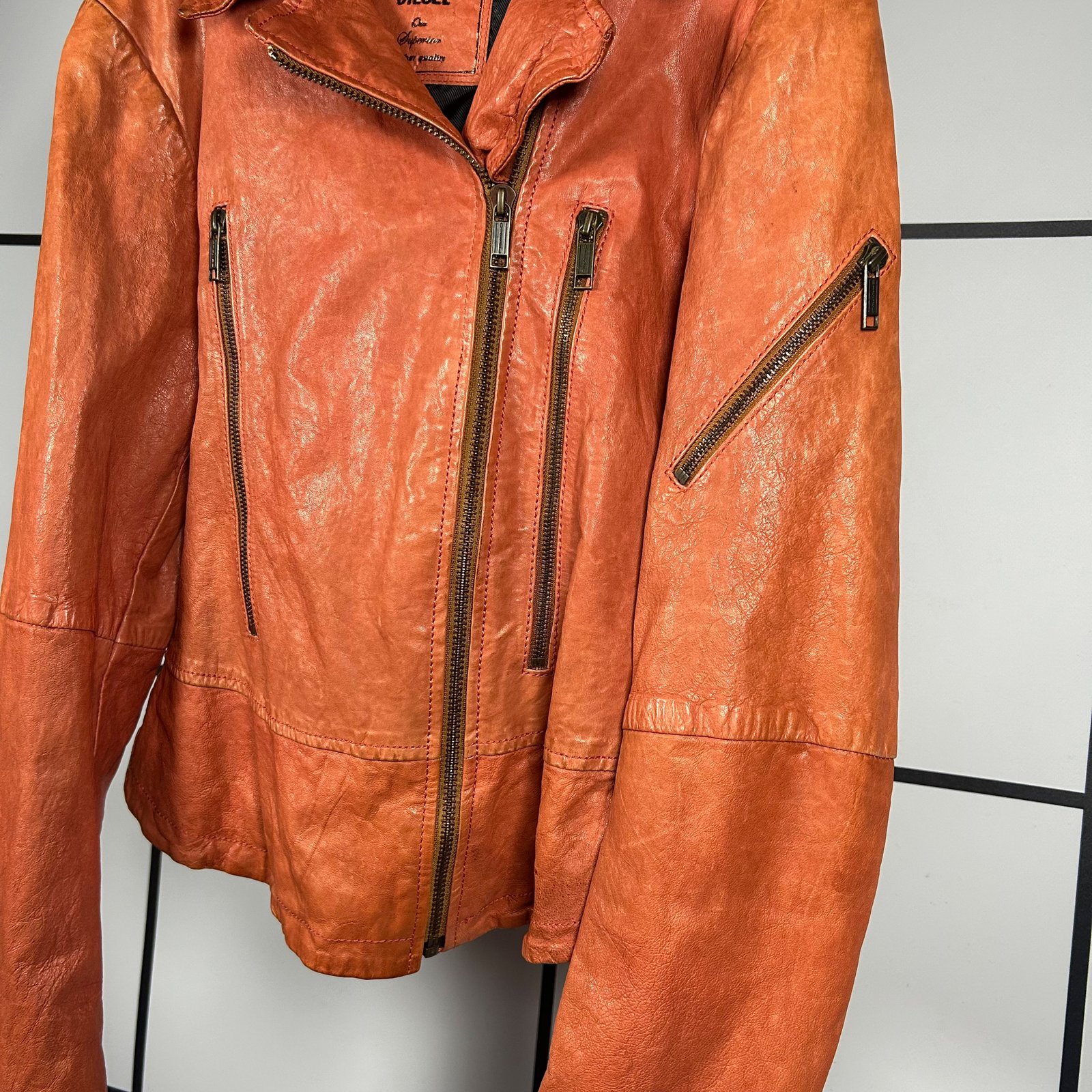 2000s Diesel Sheep Leather Laced Perfecto Jacket - Image 2