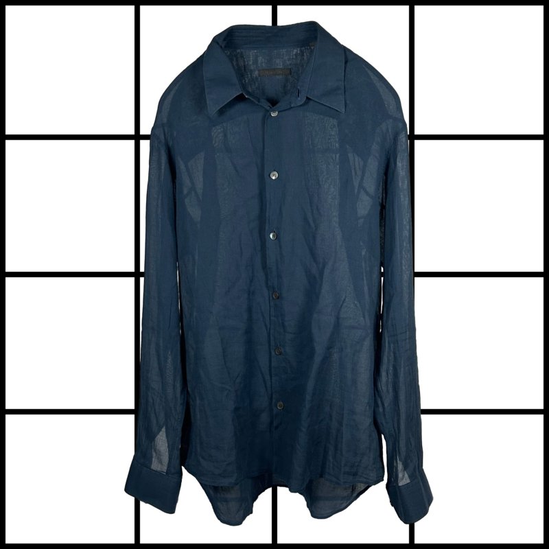 |[ 2000s Helmut Lang Seethrough Navy Shirt ]|
