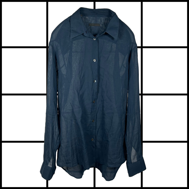 2000s Helmut Lang Seethrough Navy Shirt