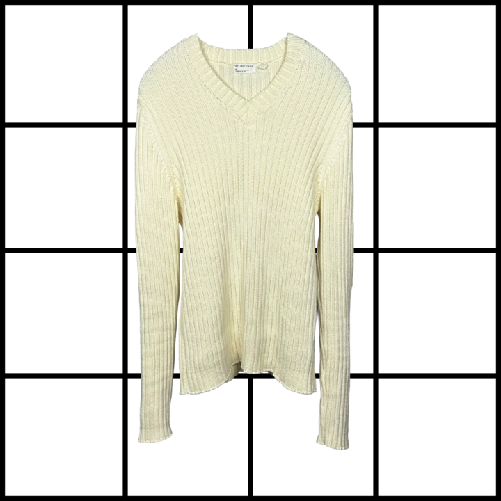 A/W1998 Helmut Lang Military Style V-Neck Cotton Sweater