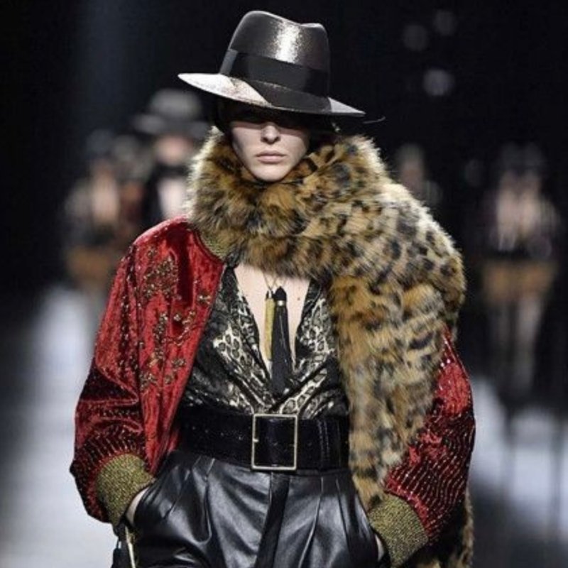 |[ A/W2019 Saint Laurent Runway Burnout Leopard Silk-Blend Button Up Shirt ]|