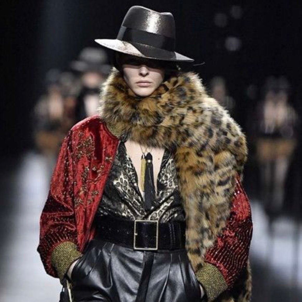 A/W2019 Saint Laurent Runway Burnout Leopard Silk-Blend Button Up Shirt - Image 2