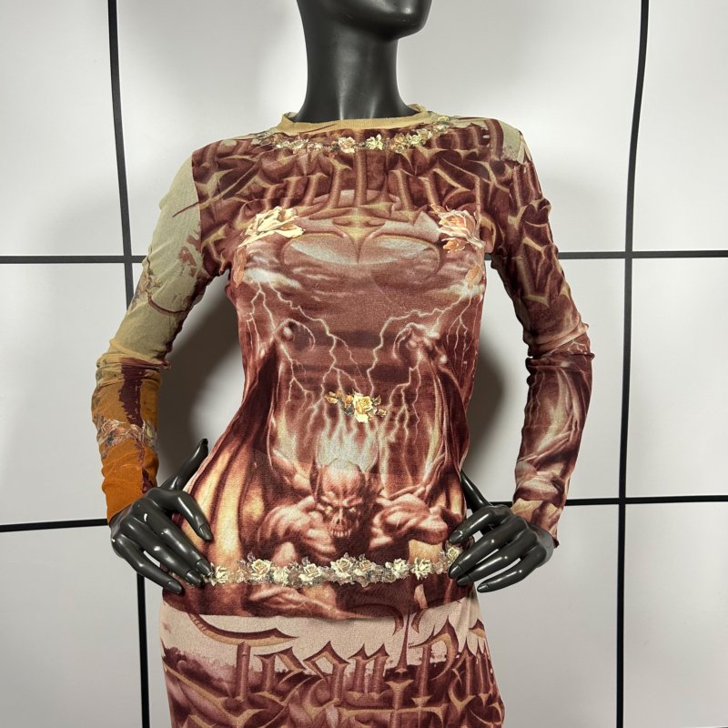 |[ S/S2001 Jean Paul Gaultier Gargoyle Satan Longsleeve Shirt ]|