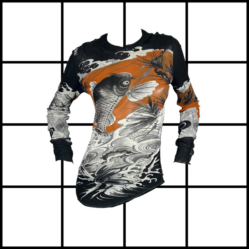 2000's Jean Paul Gaultier Koi Longsleeve Mesh Top