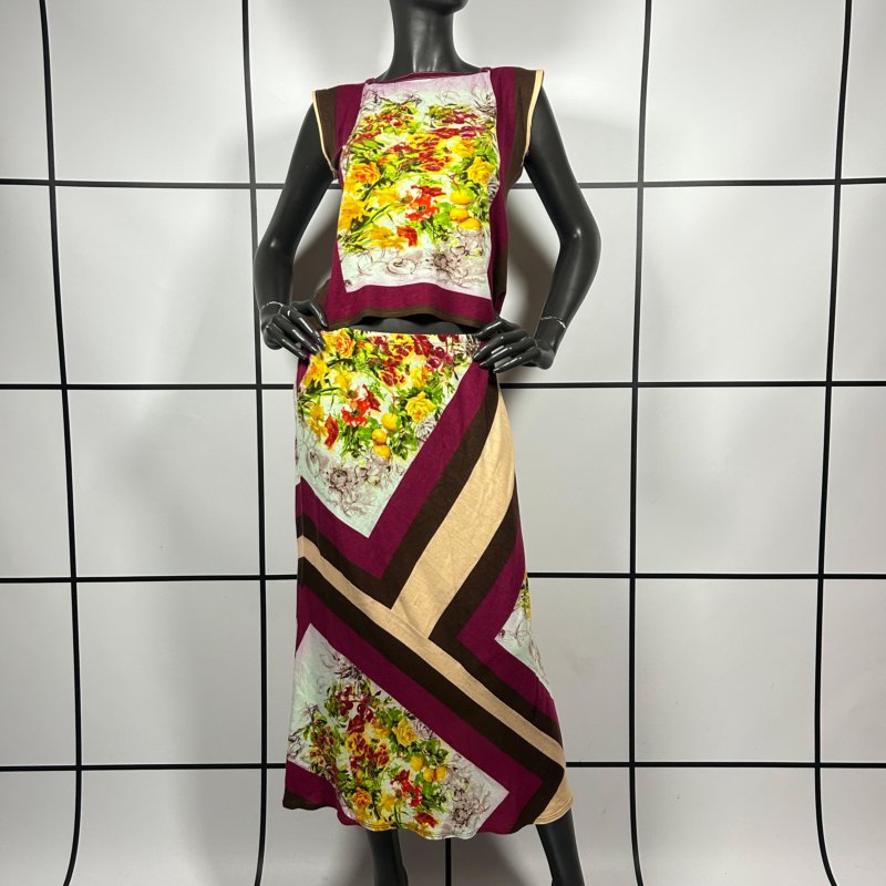 |[ 2000s Jean Paul Gaultier Abstract Flower Print Set ]|
