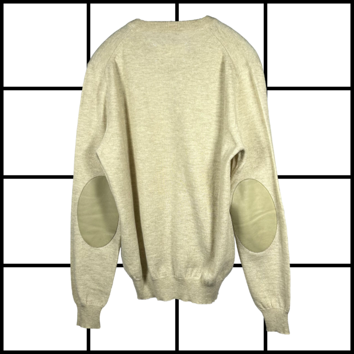 A/W2005 Maison Margiela Beige Leather Elbow Patch Wool Knit