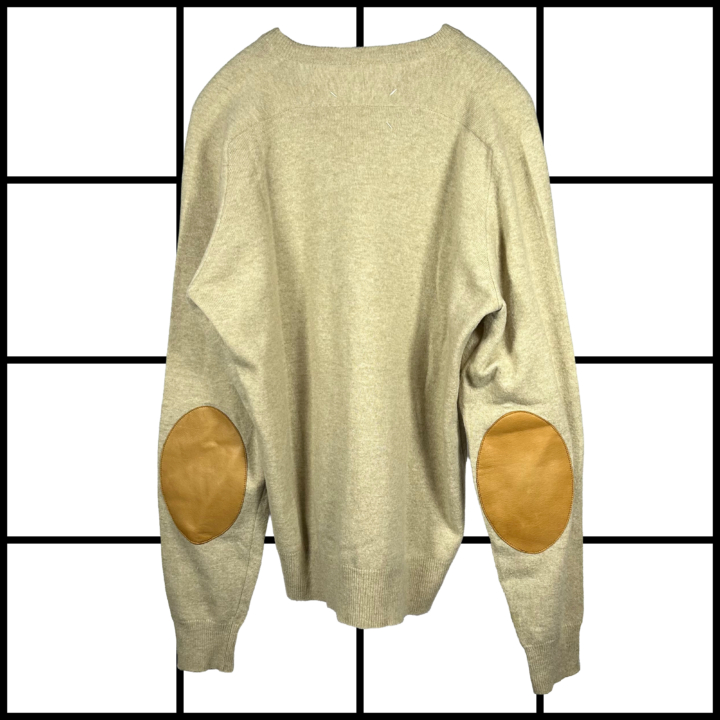A/W2005 Maison Margiela Brown Leather Elbow Patch Wool Knit