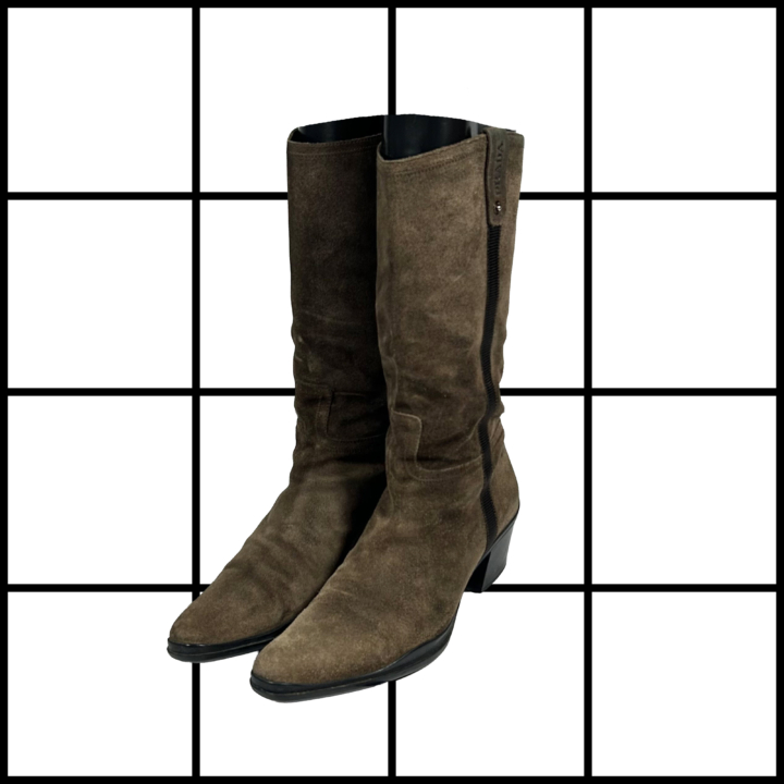 2000s Prada Suede Heeled Cowboy Boots