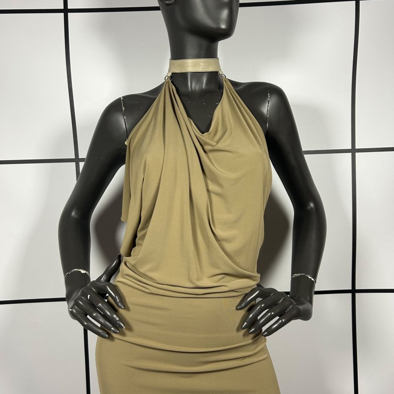 2000s Plein Sud Open Back Leather Choker Dress