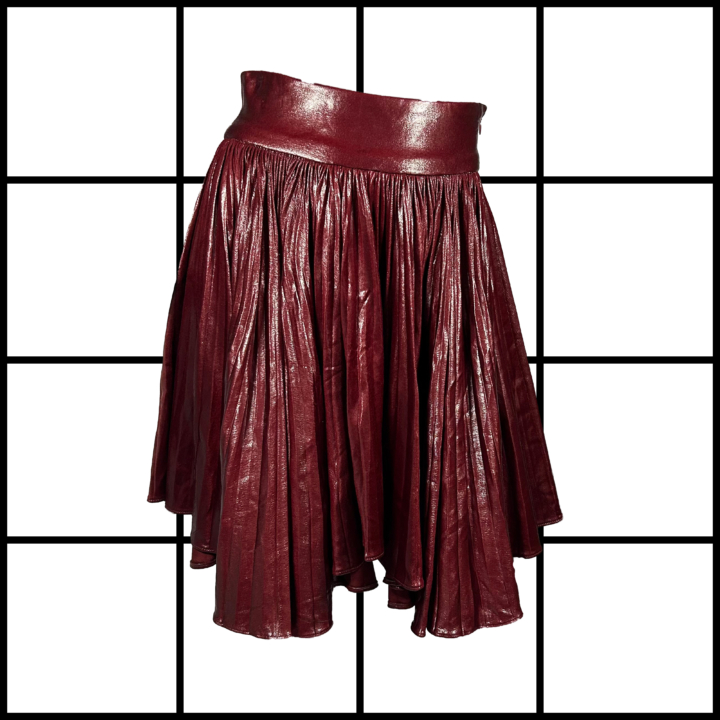2000s Plein Sud Burgundy Pleated Drape Skirt