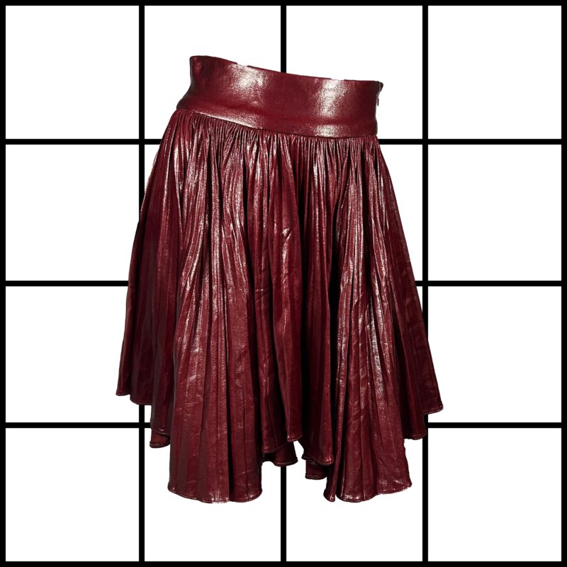 |[ 2000s Plein Sud Burgundy Pleated Drape Skirt ]|