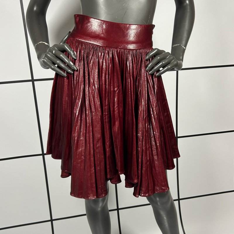 |[ 2000s Plein Sud Burgundy Pleated Drape Skirt ]|