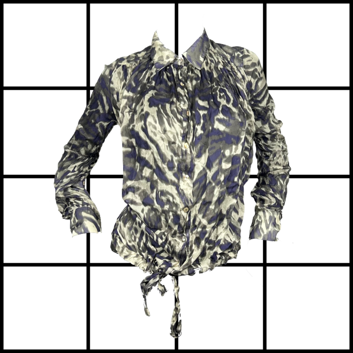 2000s Plein Sud Silk Camouflage Button Up Top