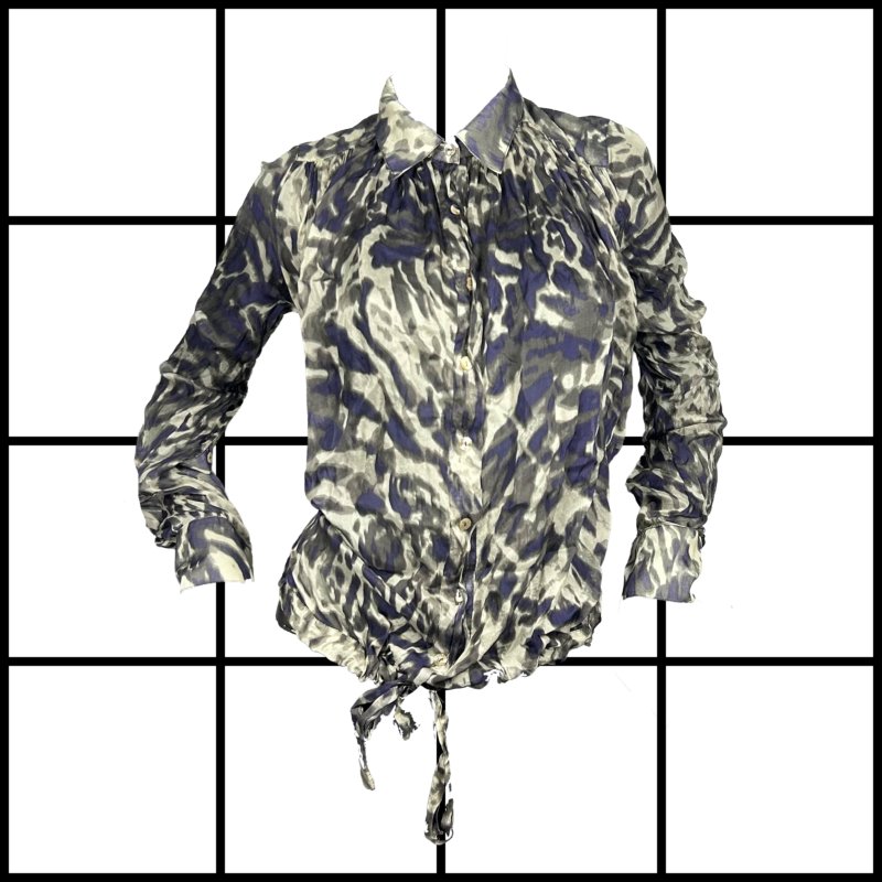 |[ 2000s Plein Sud Silk Camouflage Button Up Top ]|