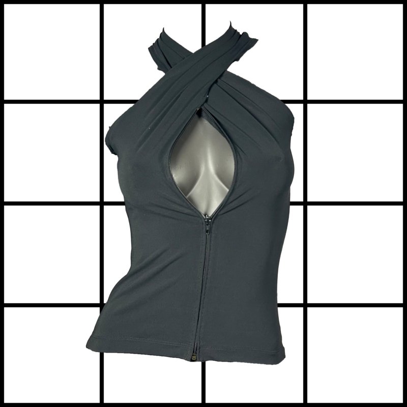 |[ 2000s Plein Sud Sleevless Drape Vest With Knot ]|