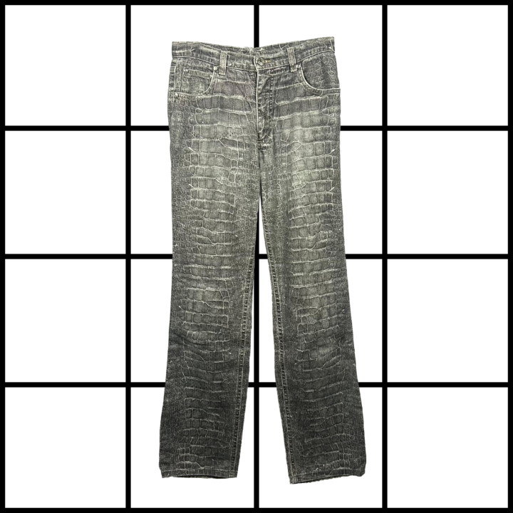 2000s Roberto Cavalli Crocodile Skin Print Jeans
