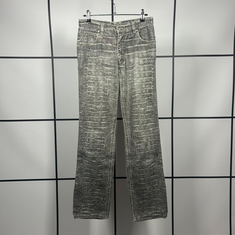 2000s Roberto Cavalli Crocodile Skin Print Jeans