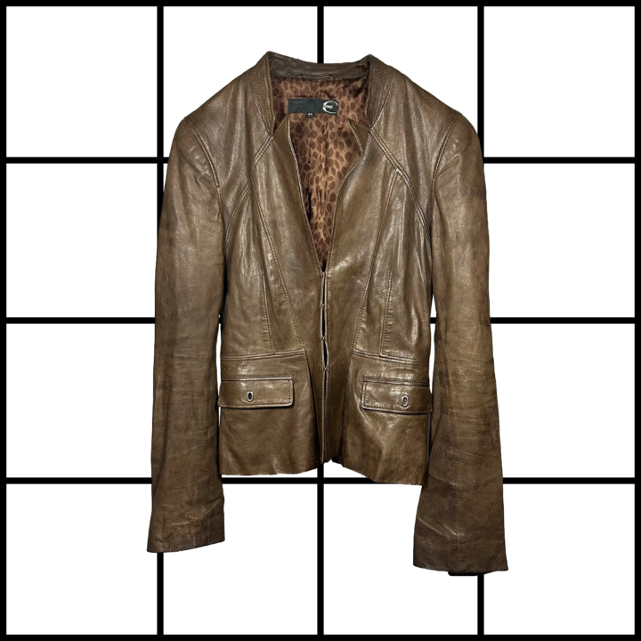 A/W2009 Just Cavalli Brown Leather Blazer Jacket