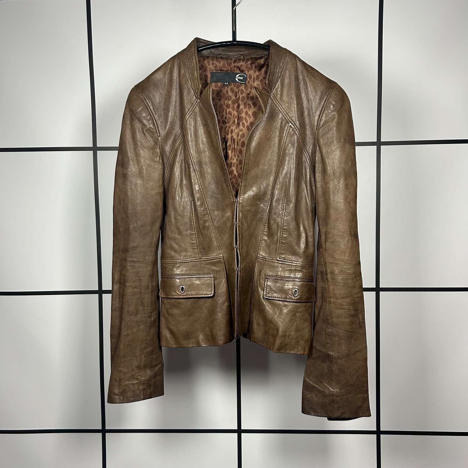 A/W2009 Just Cavalli Brown Leather Blazer Jacket