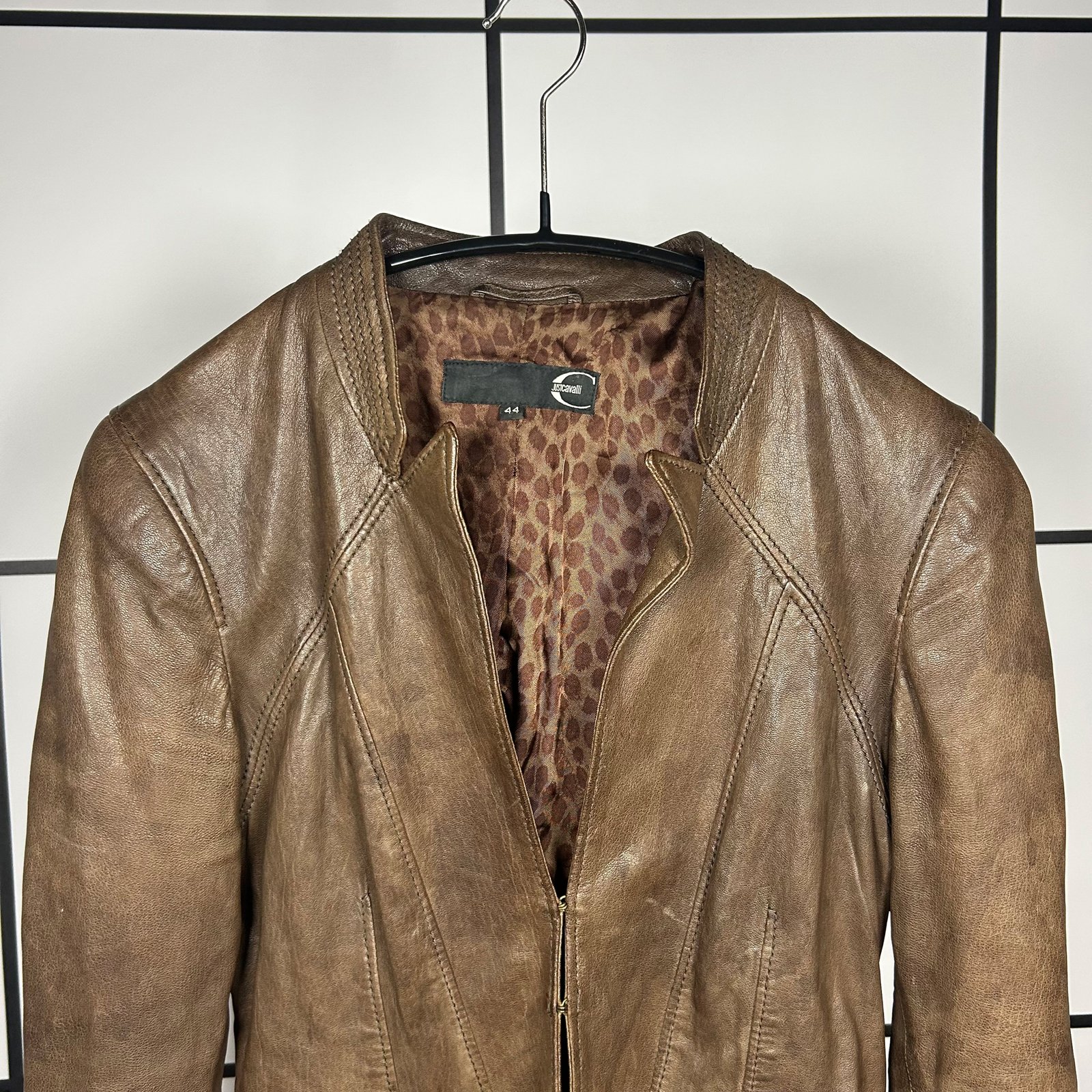 A/W2009 Just Cavalli Brown Leather Blazer Jacket - Image 2