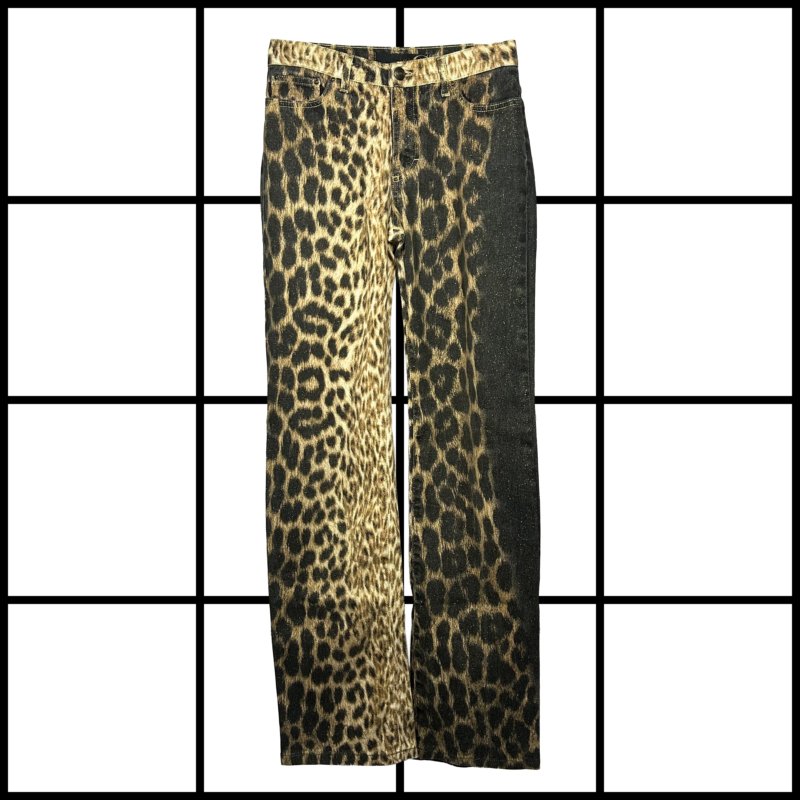 |[ 2000s Roberto Cavalli Leopard Straight Leg Jeans ]|