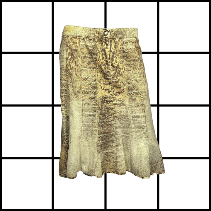 2000s Roberto Cavalli Sand Erosian Midi Skirt