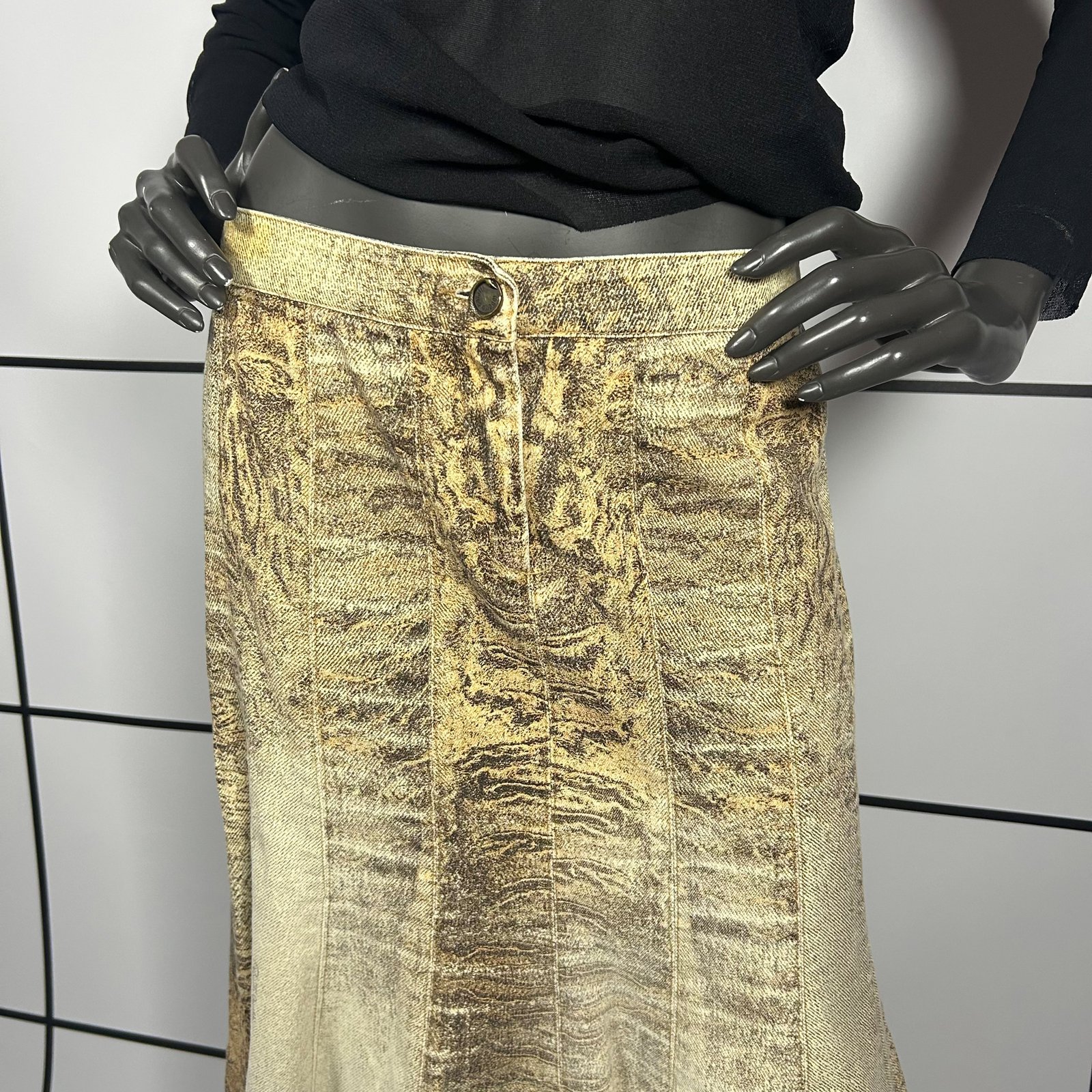 2000s Roberto Cavalli Sand Erosian Midi Skirt - Image 4