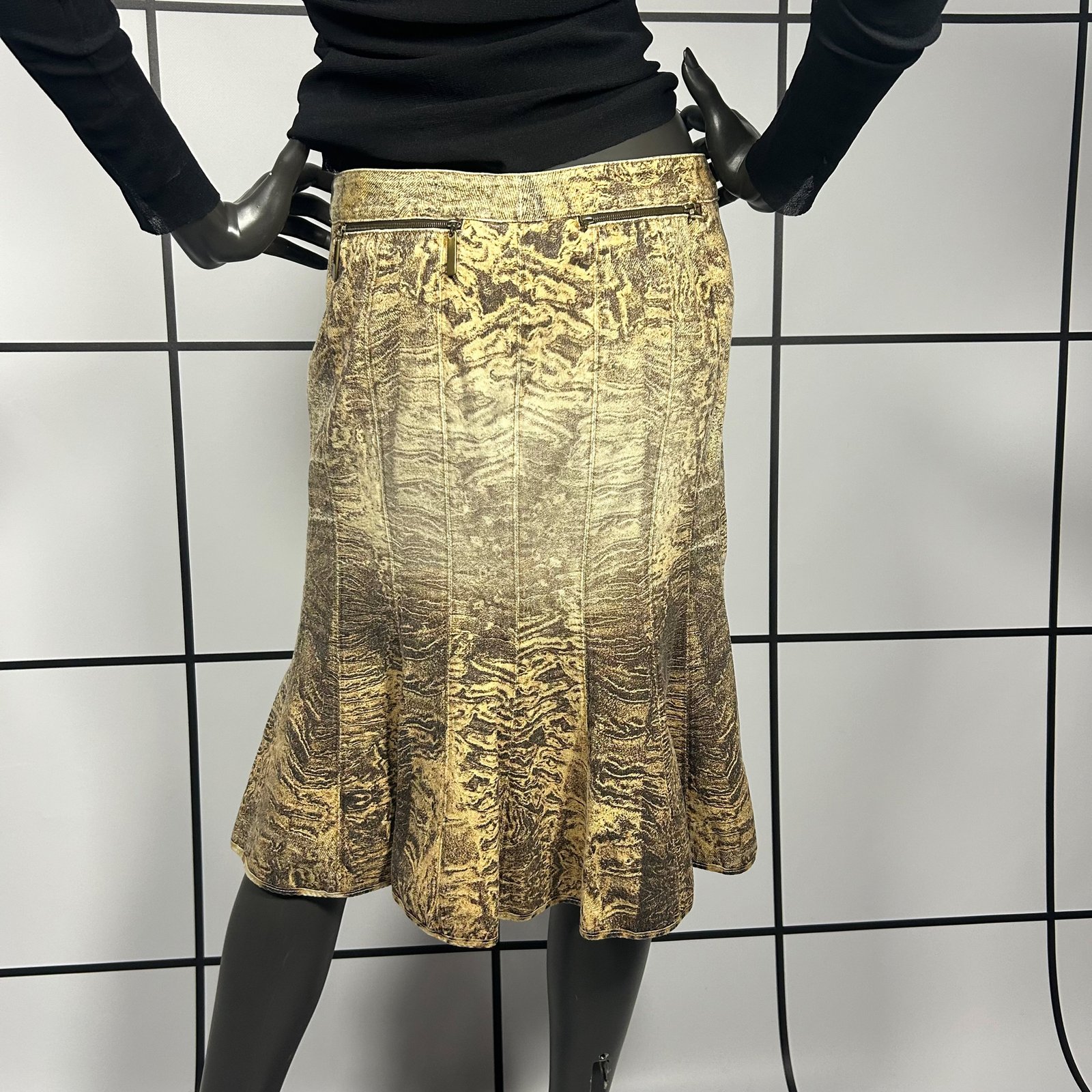2000s Roberto Cavalli Sand Erosian Midi Skirt - Image 5