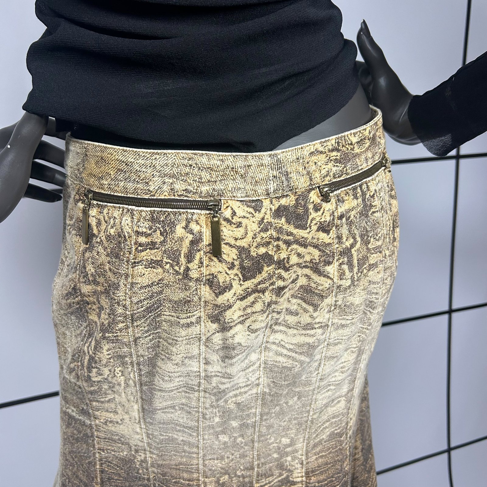 2000s Roberto Cavalli Sand Erosian Midi Skirt - Image 7